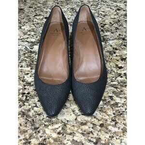 Aquatalia Pasha Black Low Heel Pumps US8 ($295) Pointed Toe Block Heel Slip On